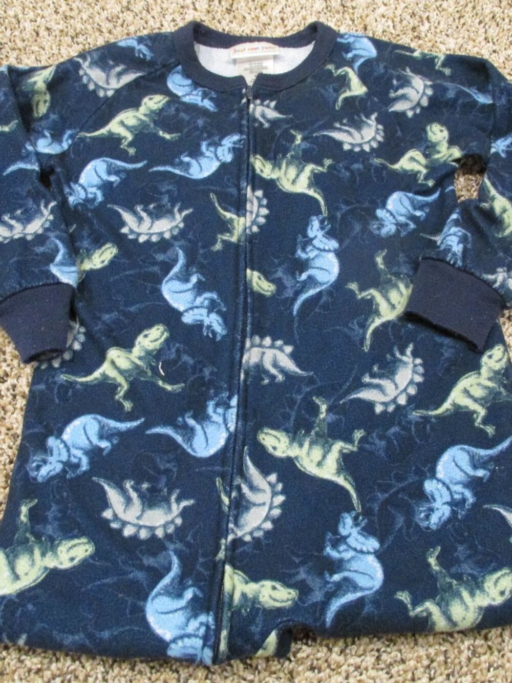 Just One Year Carters Footed Sleeper Toddler Boys 4T Navy Blue Dinosaur Jammies